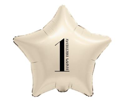 Opakowanie Balon foliowy Gwiazda kremowa cyfra 1 44cm