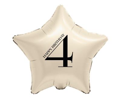 Opakowanie Balon foliowy Gwiazda kremowa cyfra 4 44cm