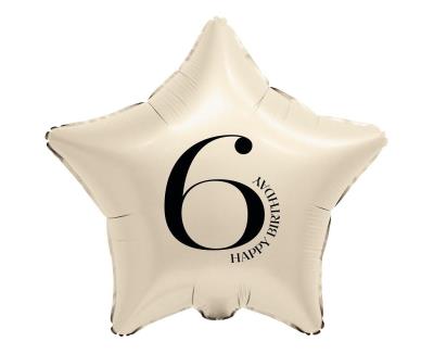 Opakowanie Balon foliowy Gwiazda kremowa cyfra 6 44cm