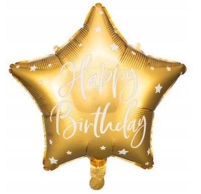 Opakowanie Balon foliowy Happy Birthday Gwiazdka 40cm złoty