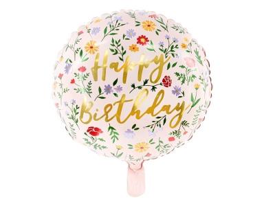 Opakowanie Balon foliowy Happy Birthday jasny różowy 45cm