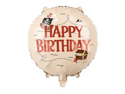 Opakowanie Balon foliowy Happy Birthday Piraci beżowy 35cm