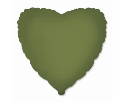 Opakowanie Balon foliowy Serce matowe Olive Green 45cm