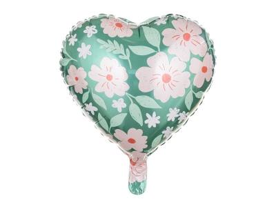 Opakowanie Balon foliowy Serce w kwiaty 45cm