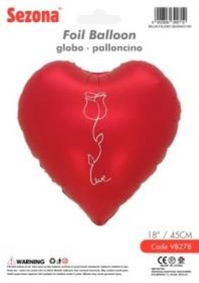 Opakowanie Balon Serce z nadrukiem róży 45cm