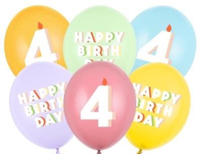 Balony 4 mix 30cm 6szt. Wydawca: PartyDeco. SmakLiter.pl Opakowanie Balony 4 mix 30cm 6szt