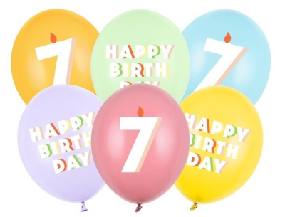 Balony 7 mix 30cm 6szt. Wydawca: PartyDeco. SmakLiter.pl Opakowanie Balony 7 mix 30cm 6szt