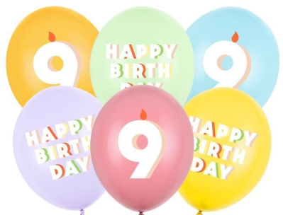 Balony 9 mix 30cm 6szt. Wydawca: PartyDeco. SmakLiter.pl Opakowanie Balony 9 mix 30cm 6szt