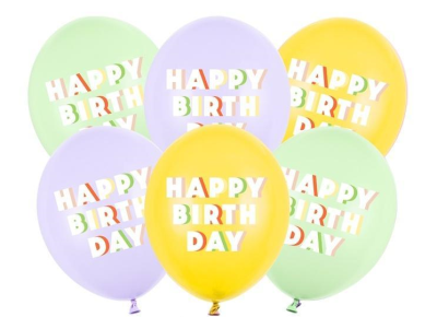 Balony Happy Birthday mix 30cm 6szt. Wydawca: PartyDeco. SmakLiter.pl Opakowanie Balony Happy Birthday mix 30cm 6szt