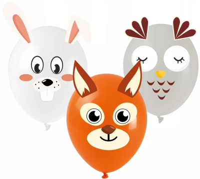 Balony Leśne zwierzątka zrób to sam 5szt. Wydawca: ARPEX. SmakLiter.pl Opakowanie Balony Leśne zwierzątka zrób to sam 5szt