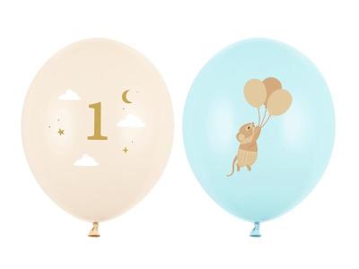 Opakowanie Balony Myszki z cyferką 1 Light Blue 30cm 50szt