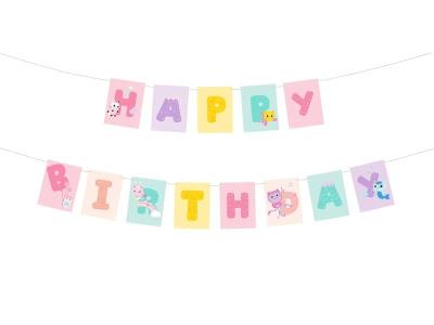 Baner Happy Birthday Koci Domek Gabi 180x15cm. Wydawca: PartyDeco. SmakLiter.pl Opakowanie Baner Happy Birthday Koci Domek Gabi 180x15cm