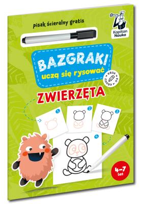 Bazgraki uczą się rysować. Zwierzęta. Kapitan Nauka. Autor: Opracowanie zbiorowe. SmakLiter.pl Okładka książki Bazgraki uczą się rysować. Zwierzęta. Kapitan Nauka