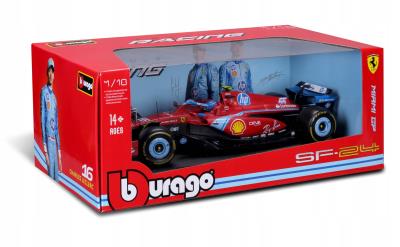 Bburago Model 1:18 Ferrari formuła SF24 GP Miami 2024 Carlos Sainz. Wydawca: BBurago. SmakLiter.pl Opakowanie Bburago Model 1:18 Ferrari formuła SF24 GP Miami 2024 Carlos Sainz