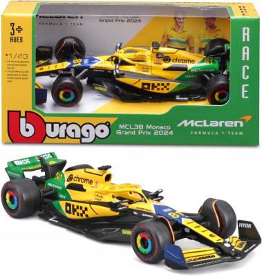 Opakowanie Bburago Model 1:43 BOLID F1 McLaren MCL38 Piastri Monaco GP 2024 Senna 18-38214