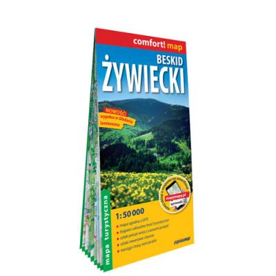 Beskid Żywiecki laminowana mapa turystyczna 1:50 000. Autor:   Praca zbiorowa. SmakLiter.pl Okładka książki Beskid Żywiecki laminowana mapa turystyczna 1:50 000