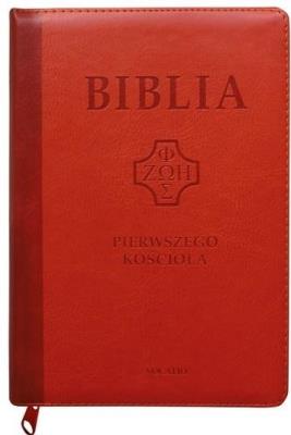 Okładka książki Biblia pierwszego Kościoła z paginat. ceglasta