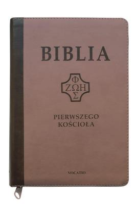 Okładka książki Biblia pierwszego Kościoła z paginat. ciemny beż
