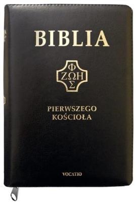 Okładka książki Biblia pierwszego Kościoła z paginat. czarna
