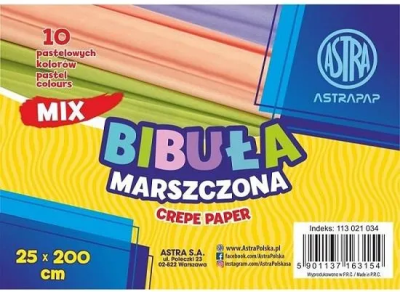 Opakowanie Bibuła marszczona pastel 25x200cm mix (10szt)