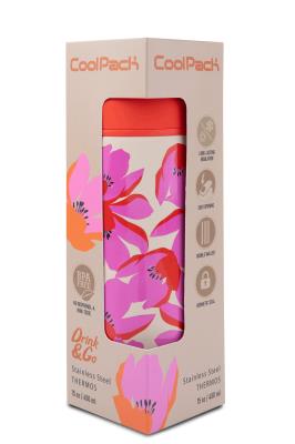 Opakowanie Bidon 450ml metalowy z kubeczkiem Coolpack Vectis Flores Rosa
