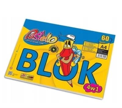 Blok 4w1 A4 60 kartek. Wydawca: Alfa Pastello. SmakLiter.pl Opakowanie Blok 4w1 A4 60 kartek