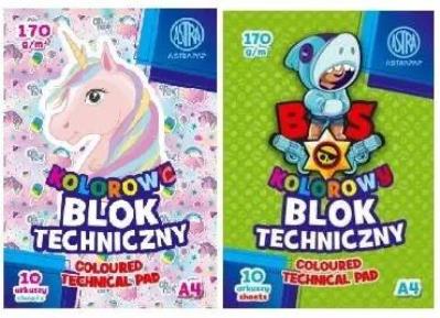 Opakowanie Blok kolorowy barwiony A4/10k 170g (10szt) ASTRA
