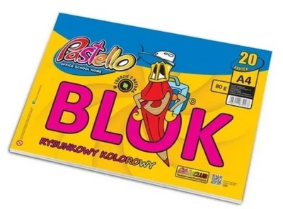 Blok rysunkowy A4 80g kolorowy 20 kartek. Wydawca: Alfa Pastello. SmakLiter.pl Opakowanie Blok rysunkowy A4 80g kolorowy 20 kartek