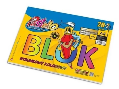 Blok rysunkowy A4 80g kolorowy 22 kartki. Wydawca: Alfa Pastello. SmakLiter.pl Opakowanie Blok rysunkowy A4 80g kolorowy 22 kartki