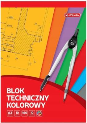 Blok techniczny A3/10K kolorowy (10szt). Wydawca: HERLITZ. SmakLiter.pl Opakowanie Blok techniczny A3/10K kolorowy (10szt)