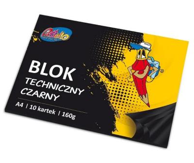 Blok techniczny A4 160g 10 kartek czarny. Wydawca: Alfa Pastello. SmakLiter.pl Opakowanie Blok techniczny A4 160g 10 kartek czarny