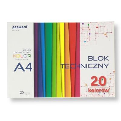 Opakowanie Blok techniczny A4 kolorowy 185g 20 arkuszy