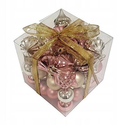 Opakowanie Bombki na choinkę nietłukące 50szt złote, różowe