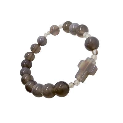 Opakowanie Bransoletka Agat Szary kulka duża 10mm