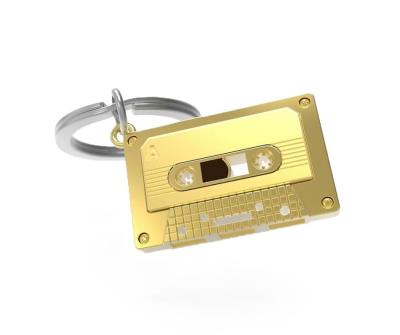 Opakowanie Brelok do kluczy 3D kaseta magnetofonowa złota