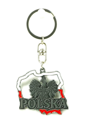 Brelok metalowy kontur Polski wersja 2 6cm. Wydawca: ABINO. SmakLiter.pl Opakowanie Brelok metalowy kontur Polski wersja 2 6cm