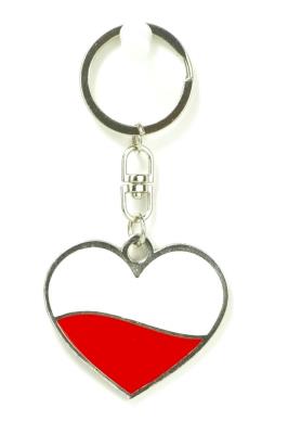 Opakowanie Brelok metalowy serce biało-czerwone 5cm