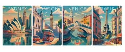 Opakowanie Brulion A5/96K kratka z margines Retro City (5szt)