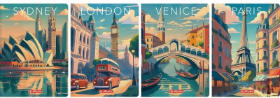 Opakowanie Brulion A6/96K kratka Retro City (5szt)