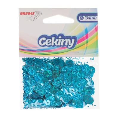 Opakowanie Cekiny błyszczące jasnoniebieskie 8mm 10g
