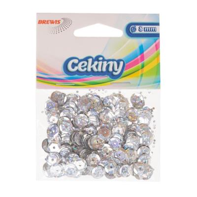 Opakowanie Cekiny błyszczące srebrne 8mm 10g