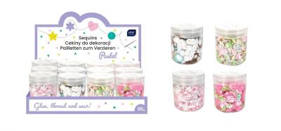 Opakowanie Cekiny do dekoracji 30g pastel (12szt)