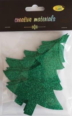 Opakowanie Choinki z pianki brokatowej 13,5x10,5cm 8szt