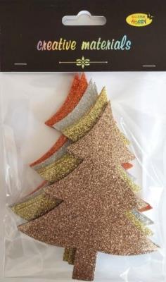 Opakowanie Choinki z pianki brokatowej 13,5x10,5cm 8szt