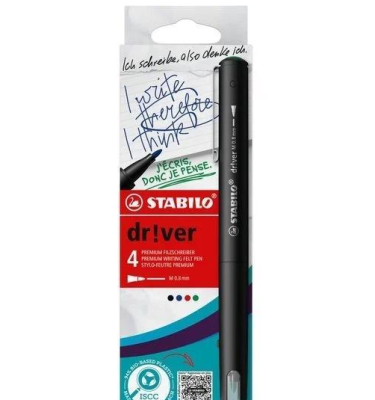 Cienkopis dr!ver M 4szt STABILO. Wydawca: Stabilo. SmakLiter.pl Opakowanie Cienkopis dr!ver M 4szt STABILO