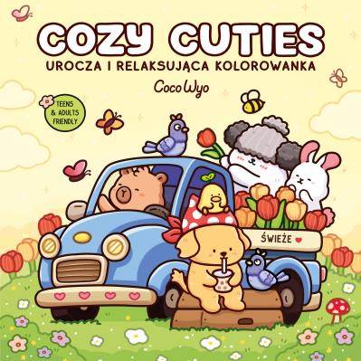 Cozy Cuties. Urocza i relaksująca kolorowanka. Autor: Coco Wyo. SmakLiter.pl Okładka książki Cozy Cuties. Urocza i relaksująca kolorowanka