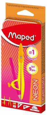 Cyrkiel Study Neon 9el MAPED. Wydawca: Maped. SmakLiter.pl Opakowanie Cyrkiel Study Neon 9el MAPED