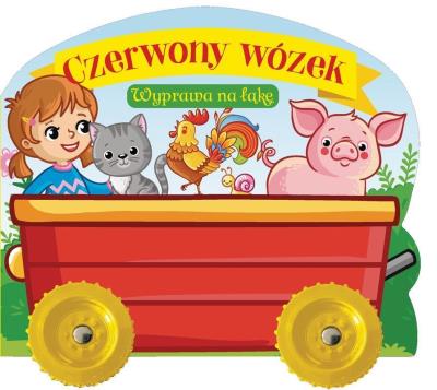 Czerwony wózek. Wyprawa na łąkę. Autor: Jul Łyskawa. SmakLiter.pl Okładka książki Czerwony wózek. Wyprawa na łąkę