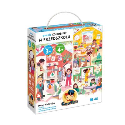 CzuCzu Puzzle Co robimy W przedszkolu. Wydawca: Bright Junior Media. SmakLiter.pl Opakowanie CzuCzu Puzzle Co robimy W przedszkolu