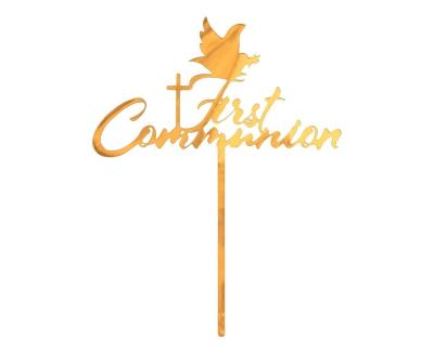 Opakowanie Dekoracja akrylowa na tort First Communion złota